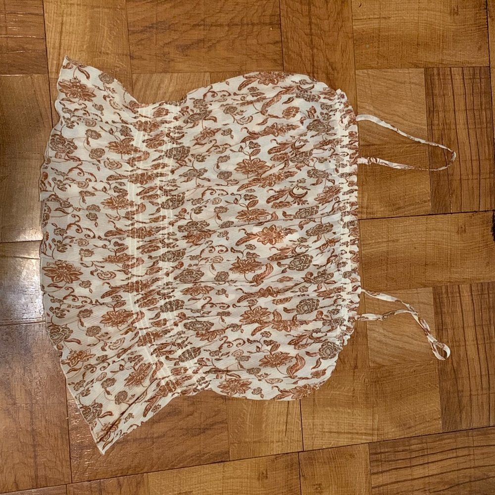 Large E & M cream and orange tank top blouse
